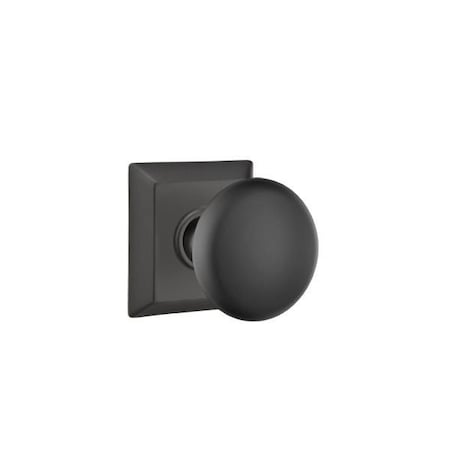 Emtek Providence Knob 2-3/8in Backset Passage with Quincy Rose for 1-1/4in to 2in Door Flat Black Finish 8131PUS19